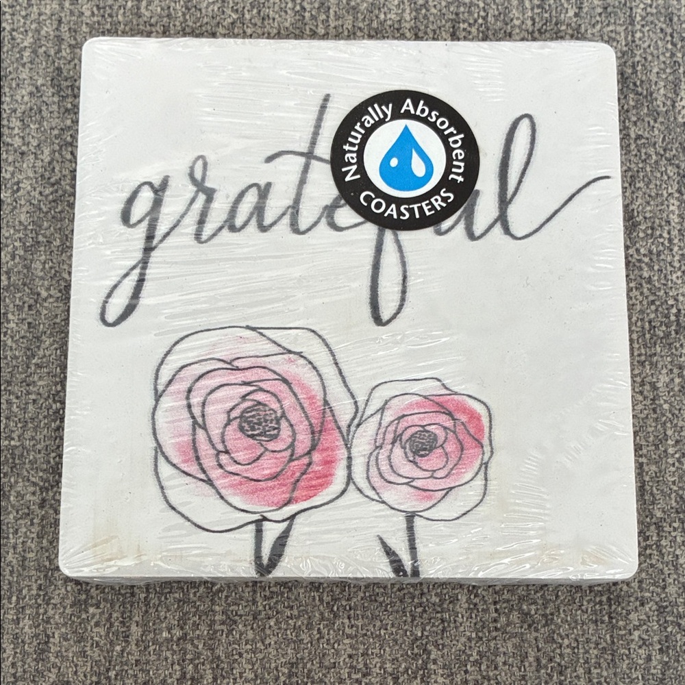 Floral Coaster set with Pink and White Design